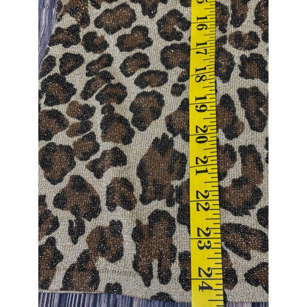 Working Classics Leopard Print Metallic Knit Top Women Size 14/16 Short Sleeve - Picture 5 of 9